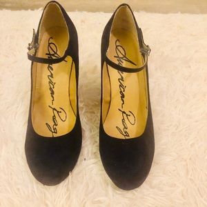 Navy Blue faux suede Mary Jane Heel